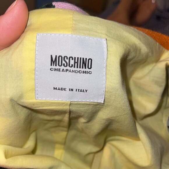 Moschino Cheap And Chic Womens Blazer Size 6 Black Bow Accent Fish Print Cotton - Picture 6 of 15